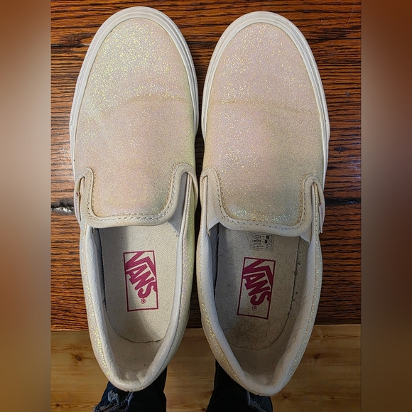 Vans Glittery White Slip-On Sneakers - Picture 1 of 10